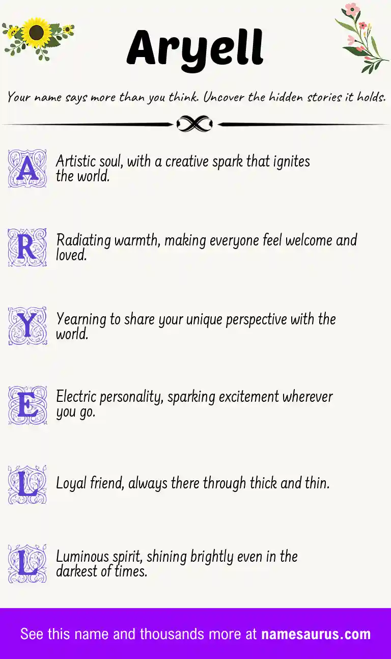 Acrostic poem about Aryell.
