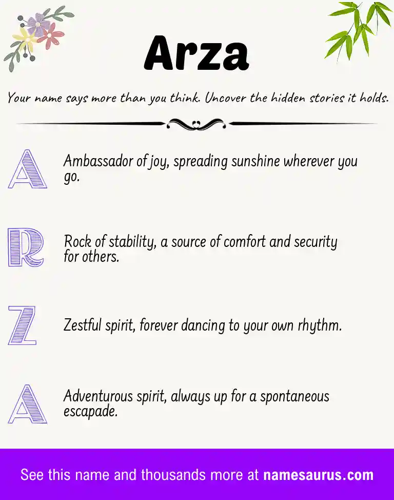 Acrostic poem about Arza.