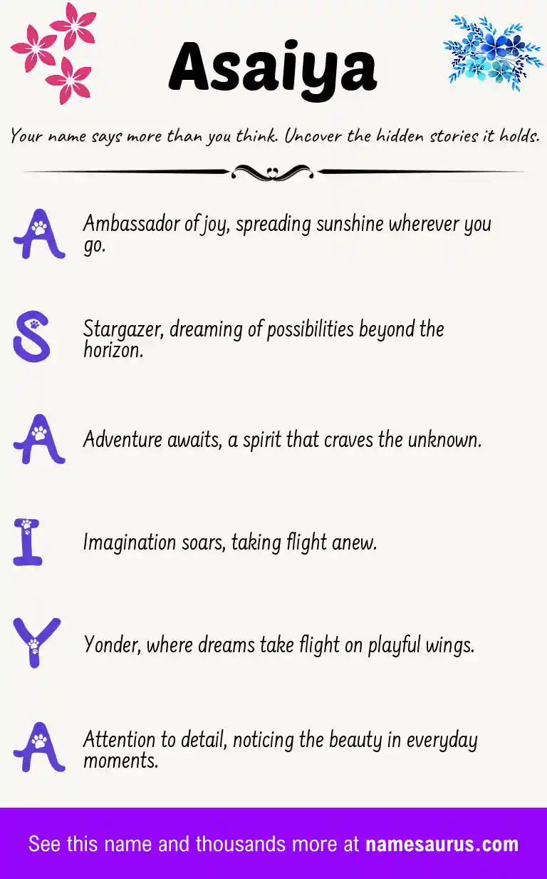 Acrostic poem about Asaiya.
