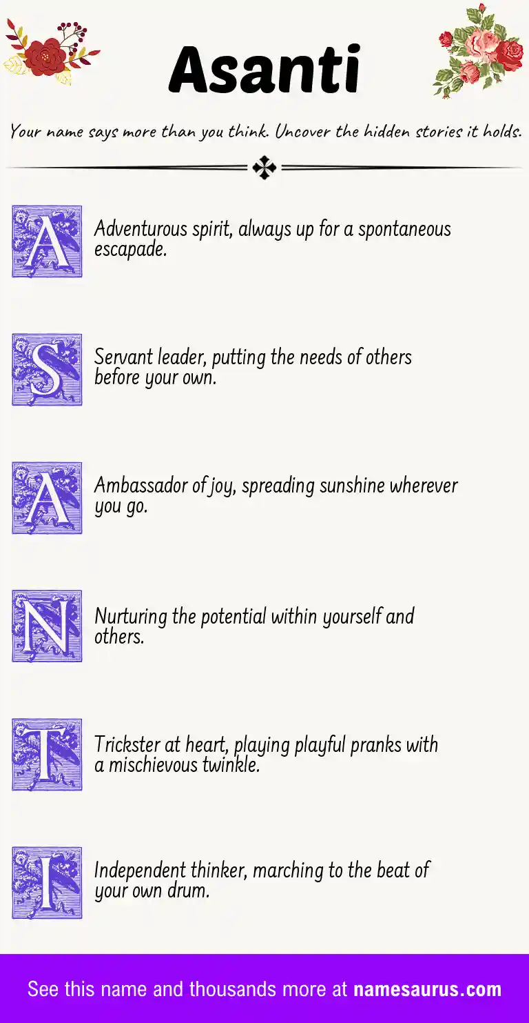 Acrostic poem about Asanti.