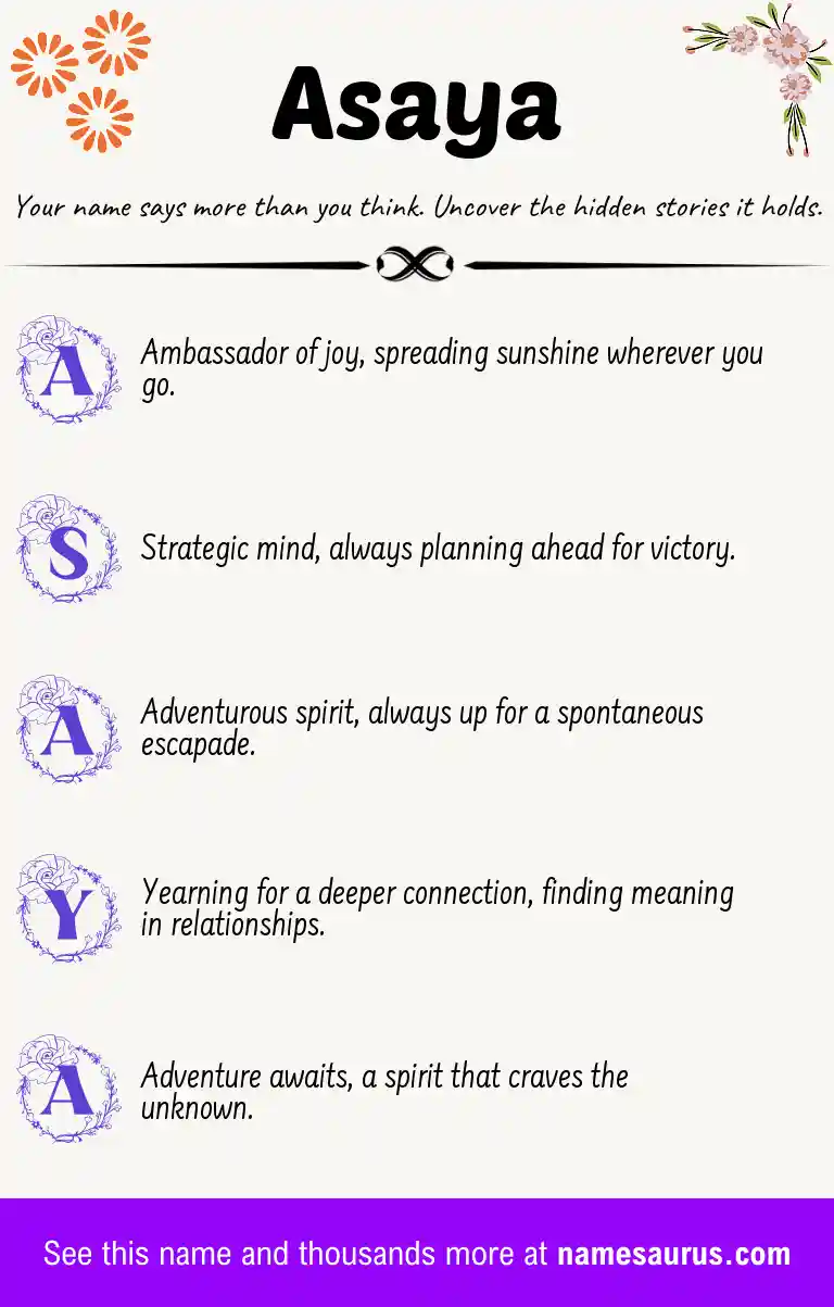 Acrostic poem about Asaya.