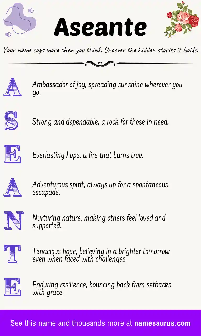 Acrostic poem about Aseante.
