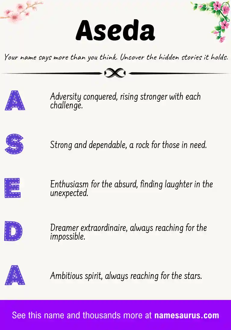 Acrostic poem about Aseda.