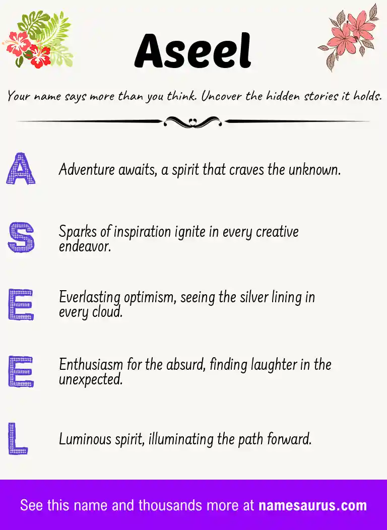 Acrostic poem about Aseel.