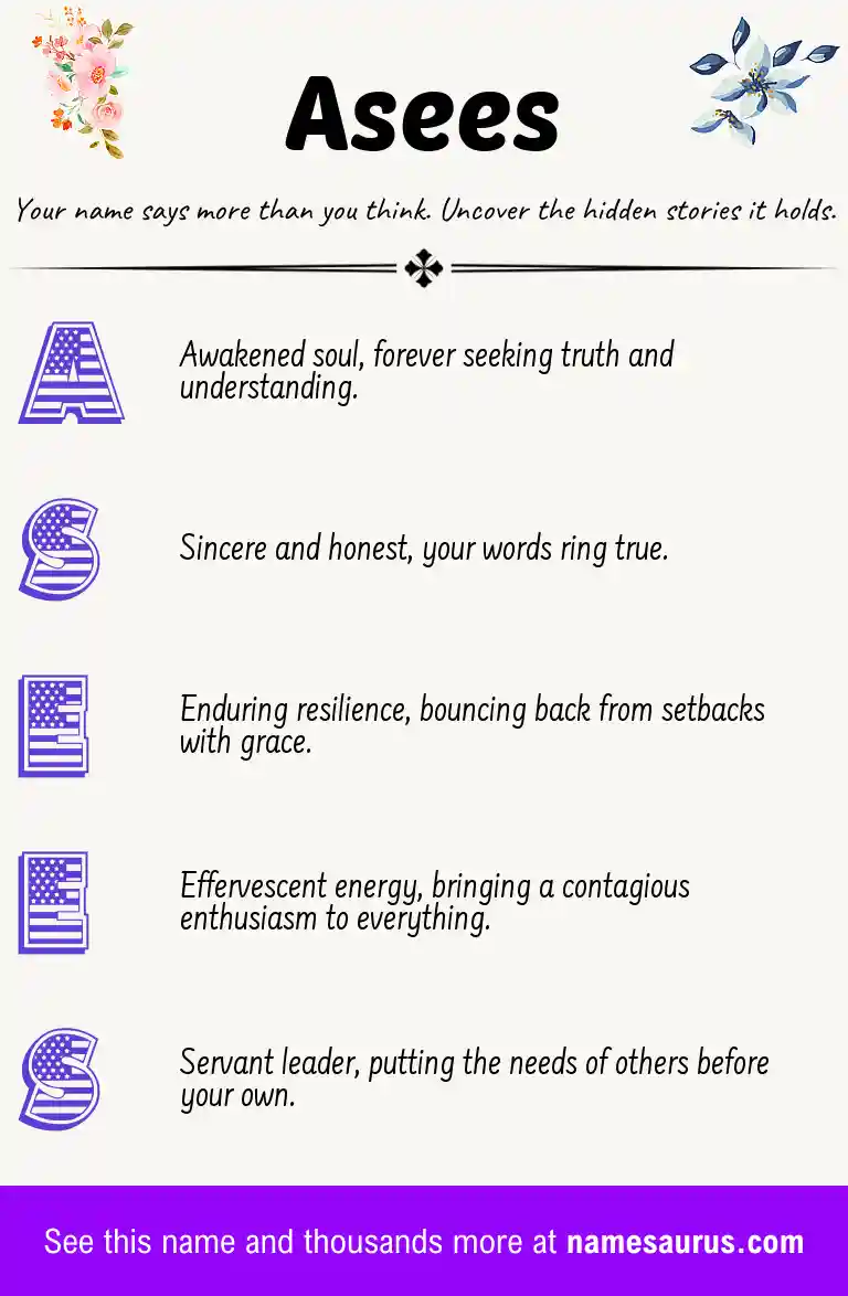 Acrostic poem about Asees.