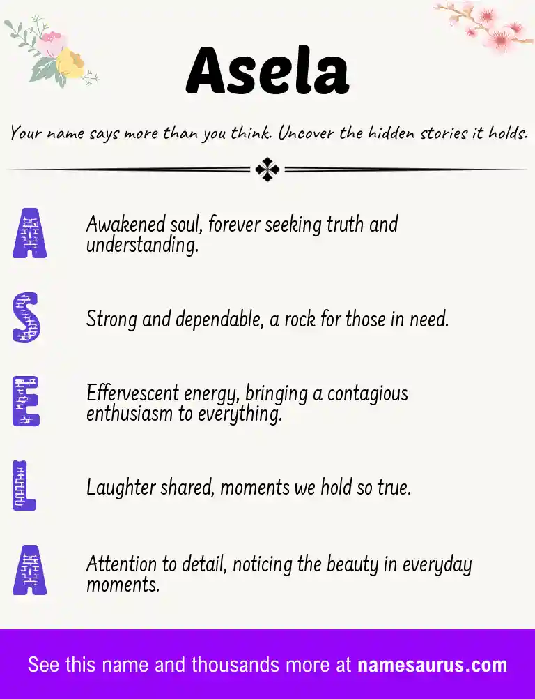 Acrostic poem about Asela.
