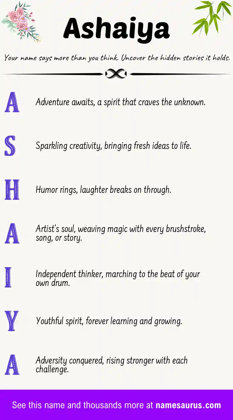 Acrostic poem about Ashaiya.