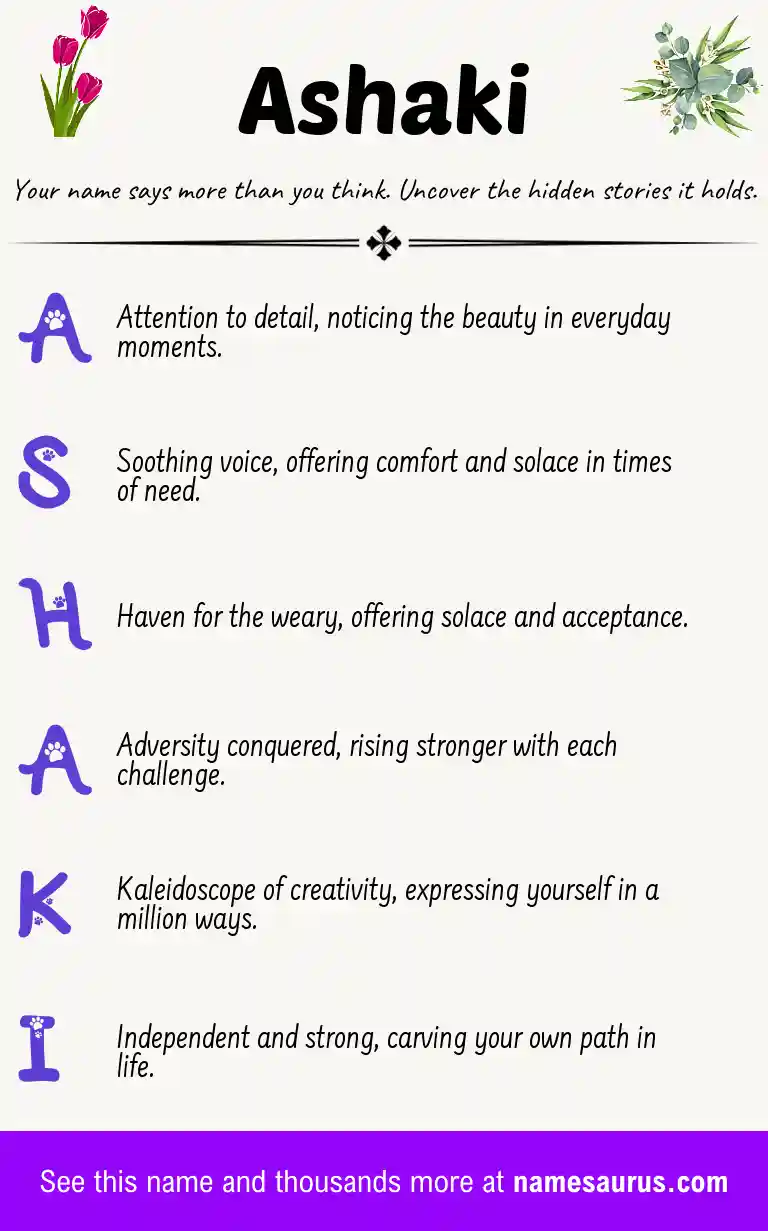 Acrostic poem about Ashaki.
