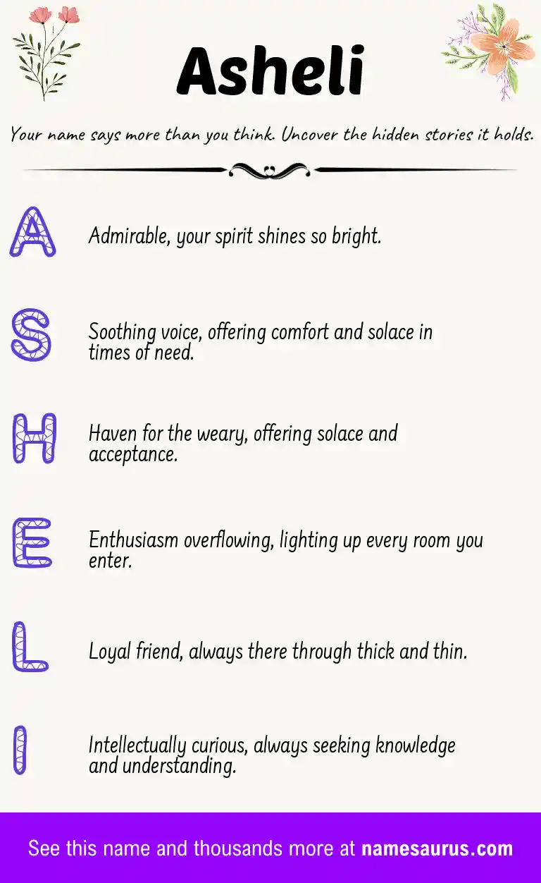 Acrostic poem about Asheli.
