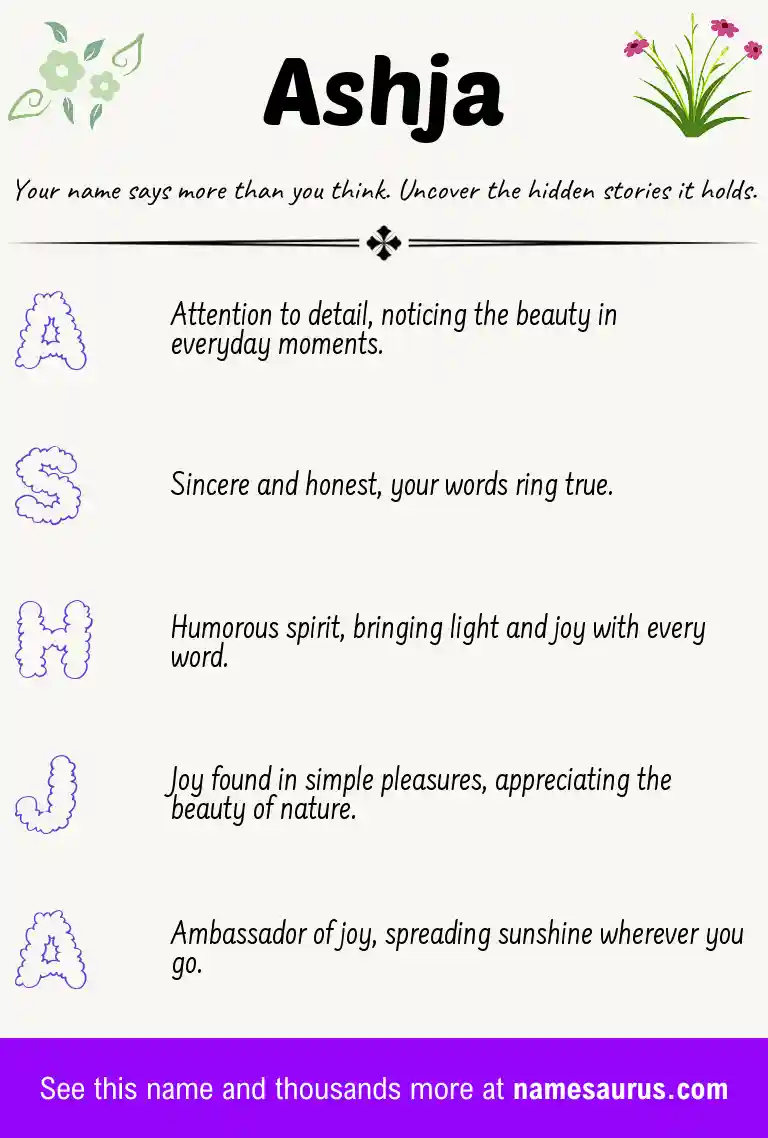 Acrostic poem about Ashja.