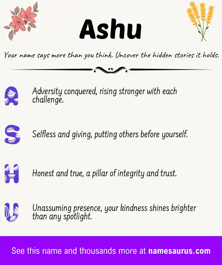Acrostic poem about Ashu.