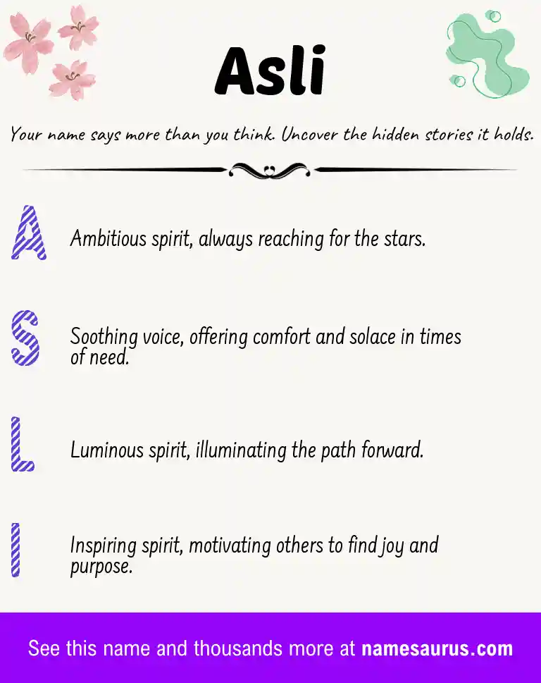 Acrostic poem about Asli.