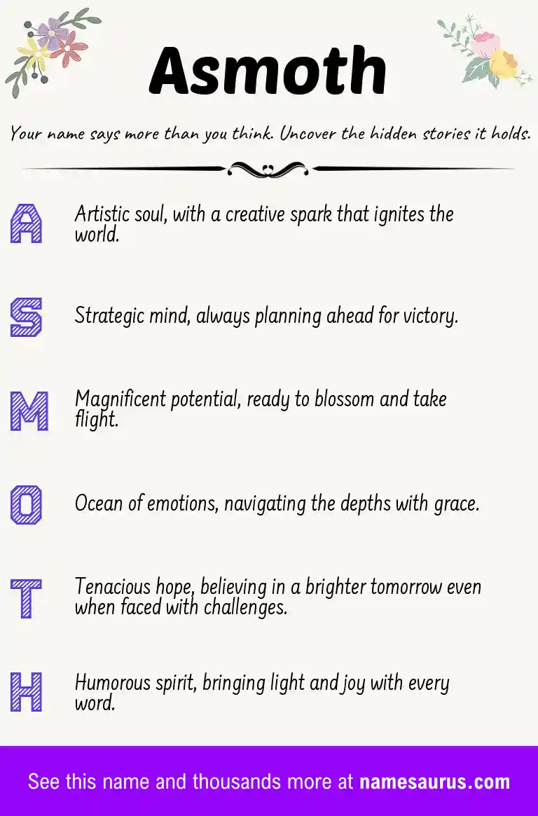Acrostic poem about Asmoth.