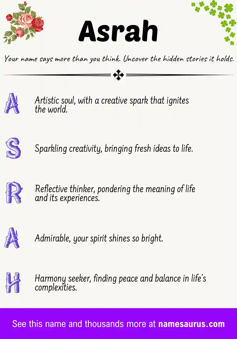 Acrostic poem about Asrah.