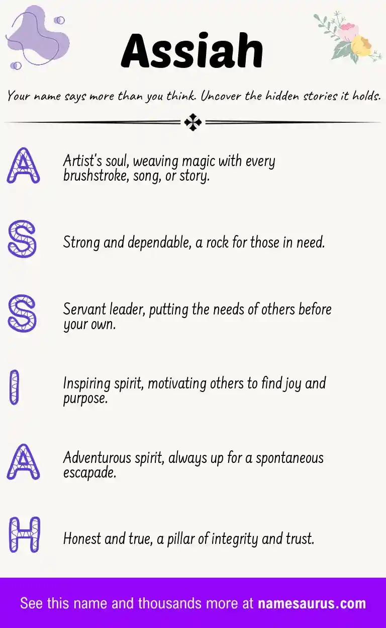 Acrostic poem about Assiah.