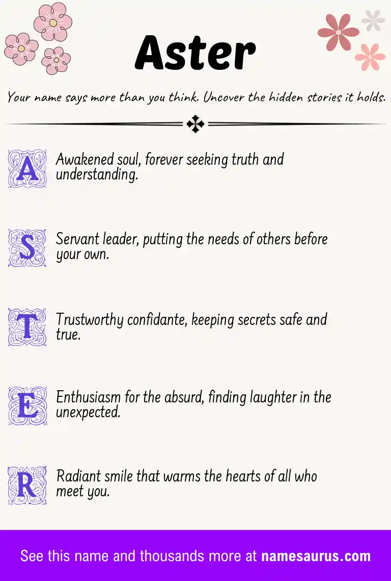 Acrostic poem about Aster.