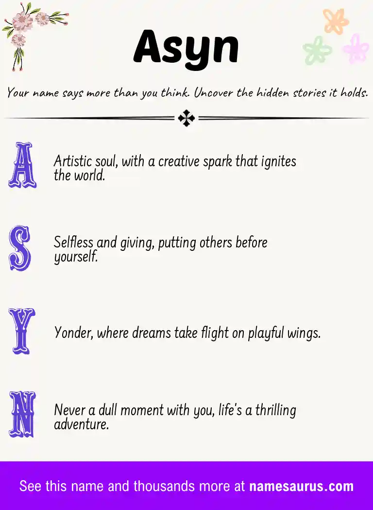 Acrostic poem about Asyn.
