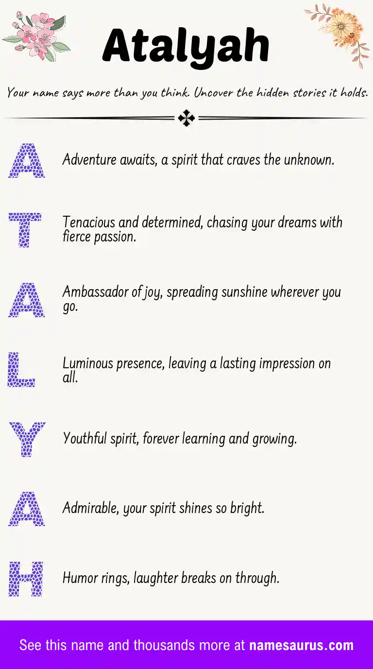 Acrostic poem about Atalyah.