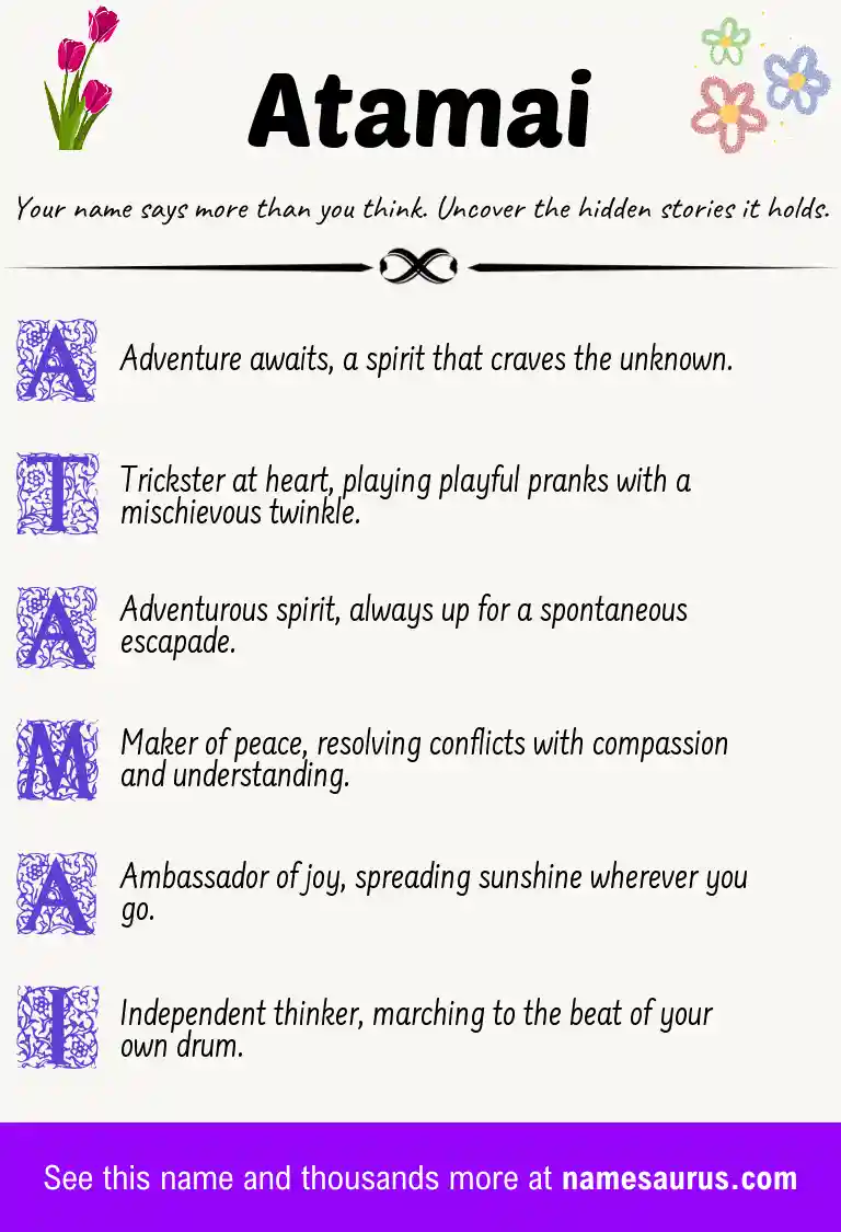 Acrostic poem about Atamai.