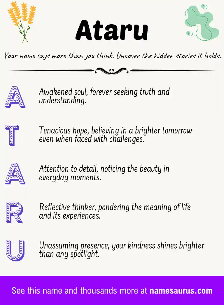 Acrostic poem about Ataru.