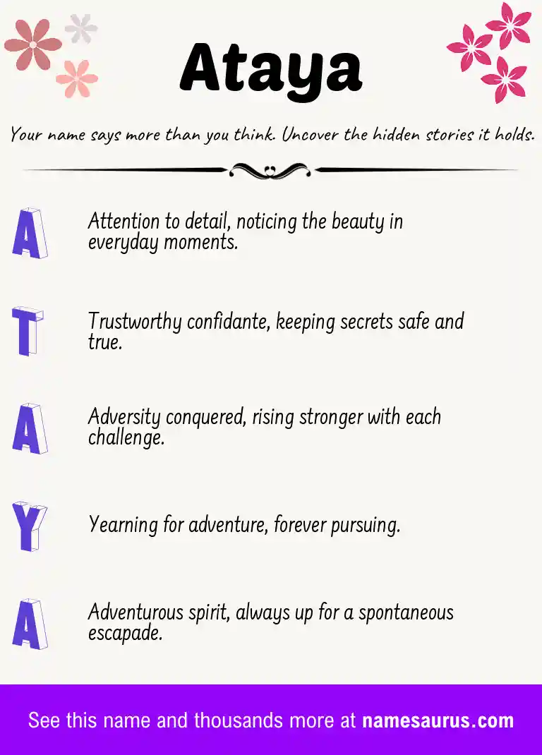 Acrostic poem about Ataya.