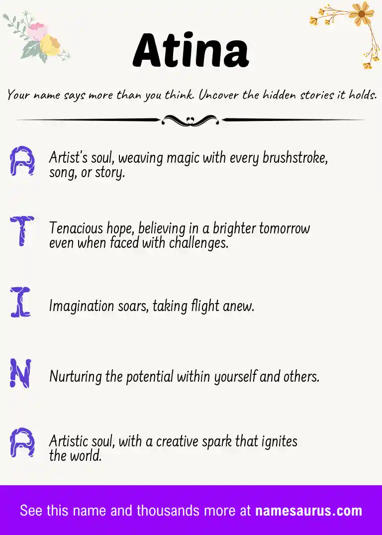Acrostic poem about Atina.