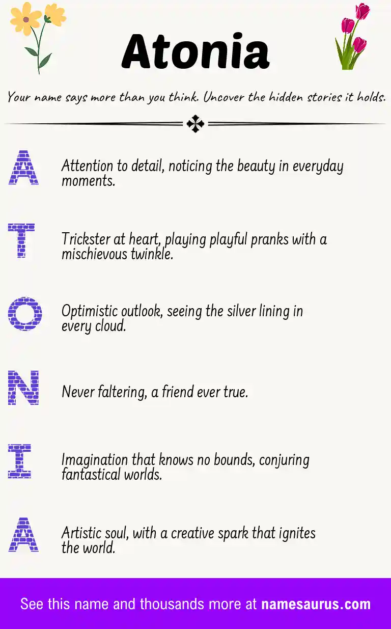 Acrostic poem about Atonia.