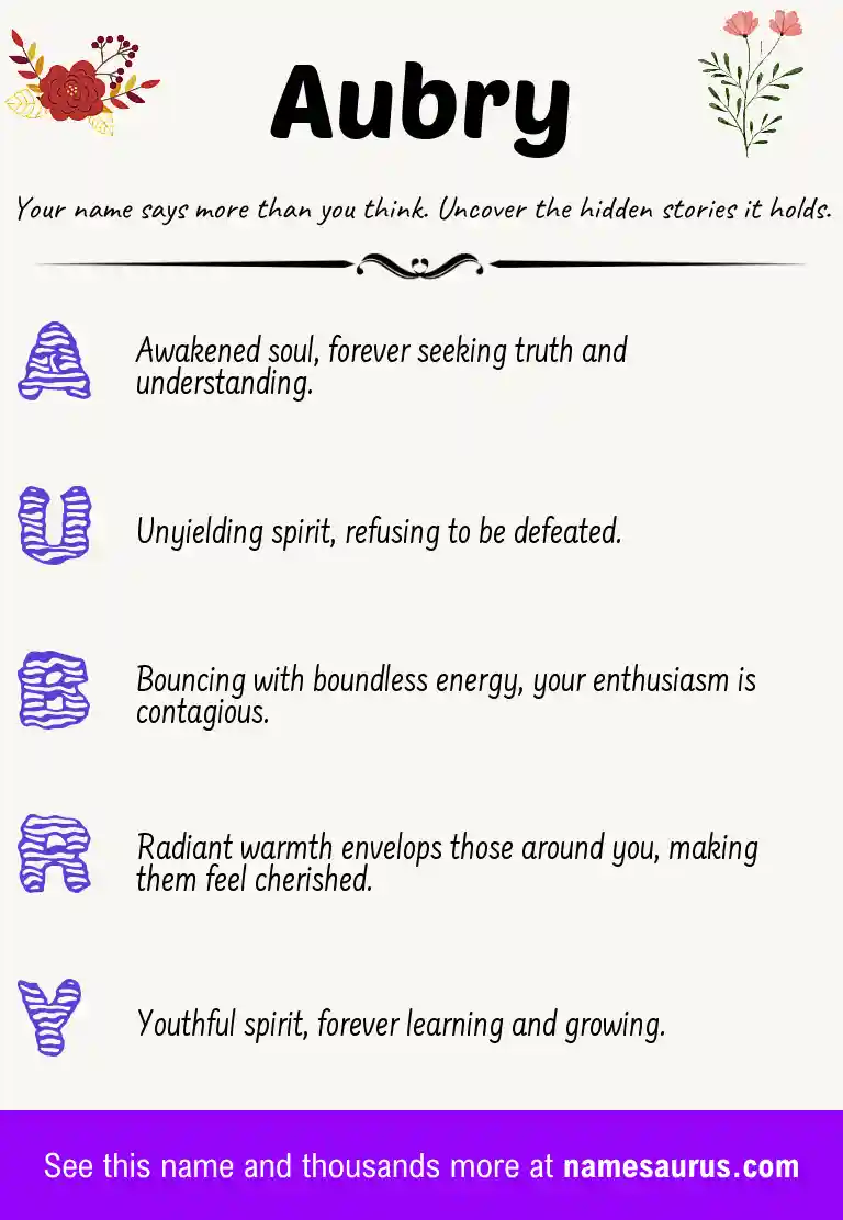 Acrostic poem about Aubry.