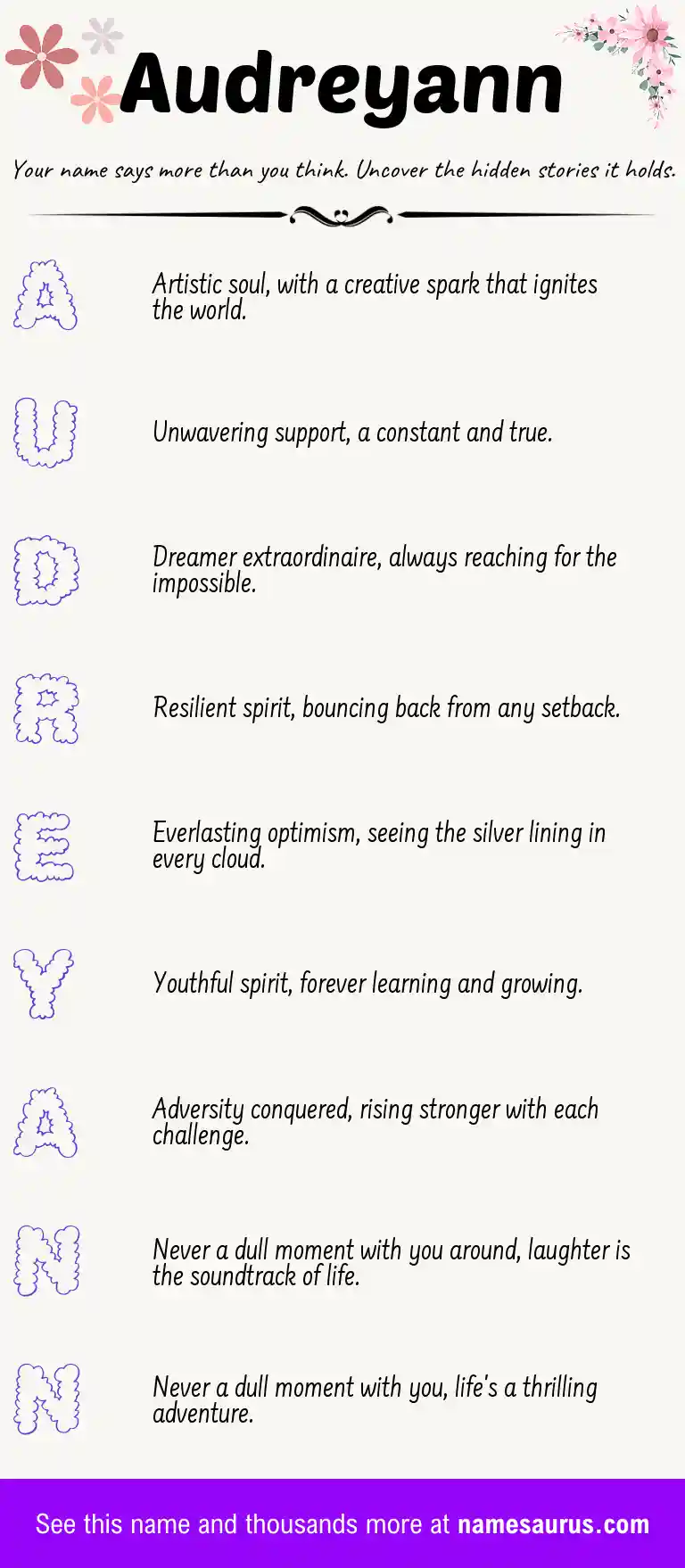 Acrostic poem about Audreyann.
