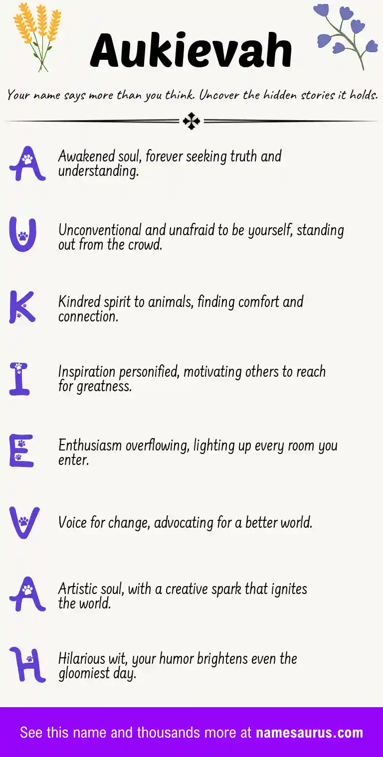Acrostic poem about Aukievah.