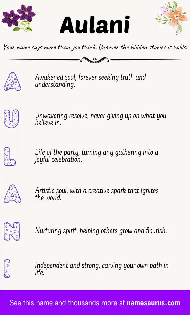 Acrostic poem about Aulani.