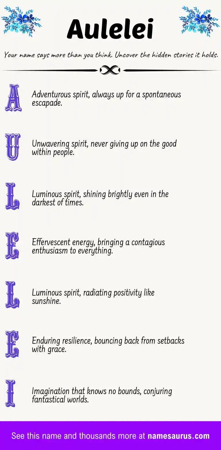 Acrostic poem about Aulelei.
