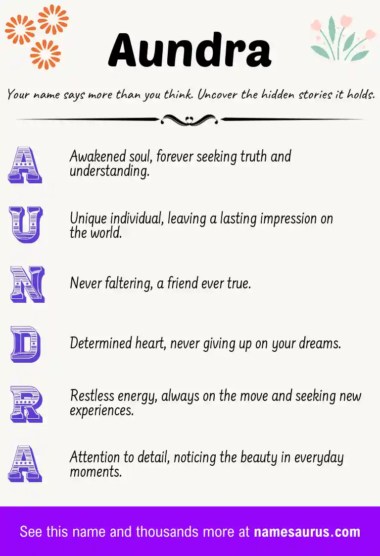 Acrostic poem about Aundra.