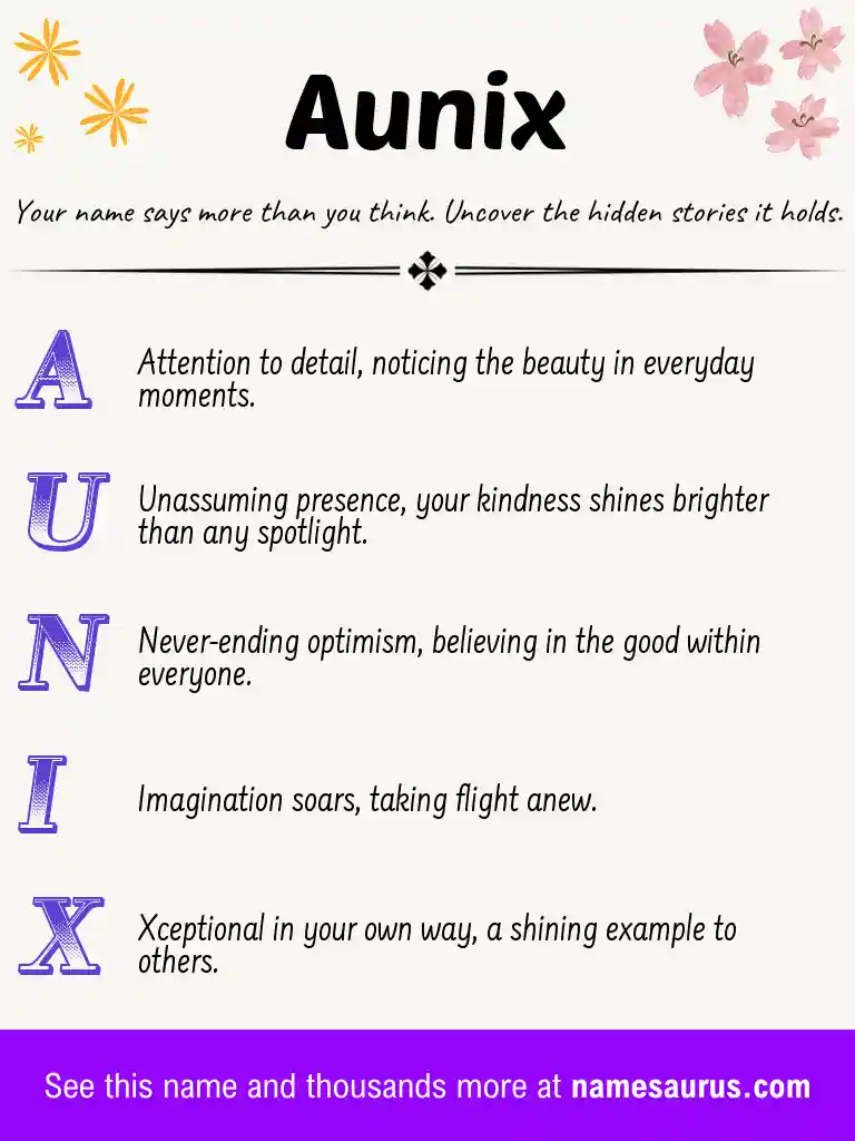 Acrostic poem about Aunix.