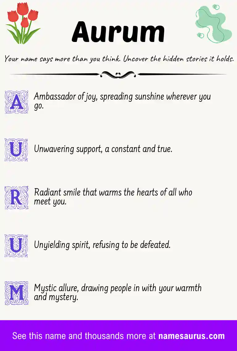 Acrostic poem about Aurum.
