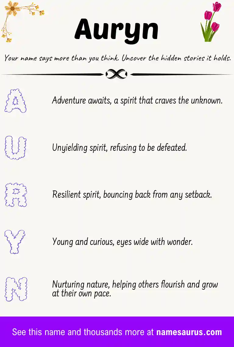 Acrostic poem about Auryn.