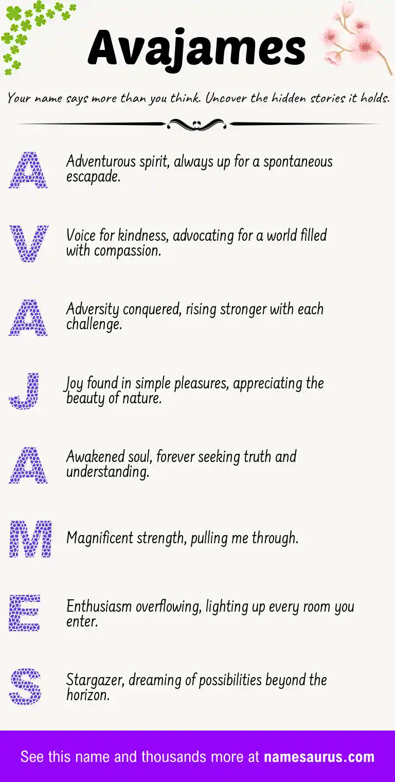 Acrostic poem about Avajames.