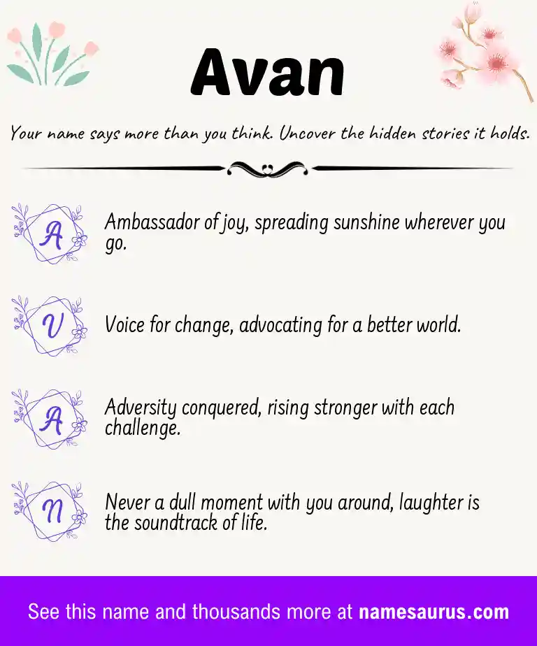 Acrostic poem about Avan.
