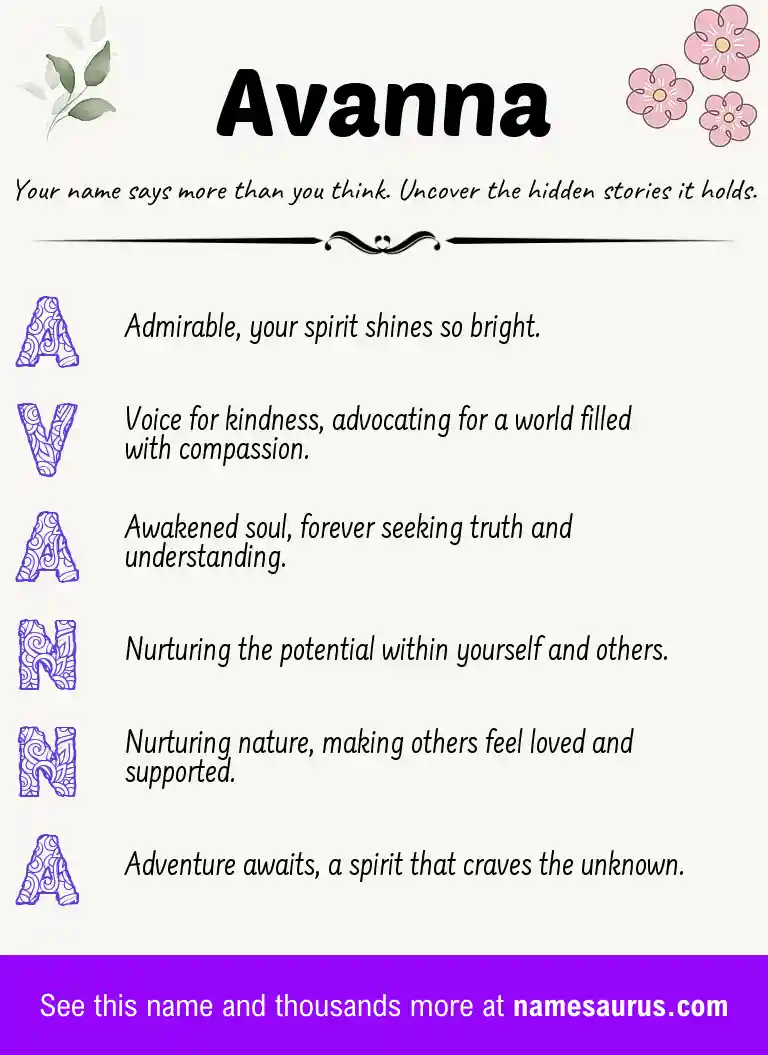 Acrostic poem about Avanna.
