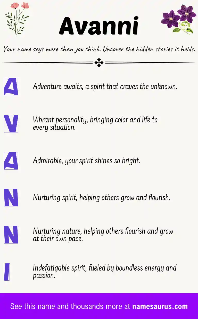 Acrostic poem about Avanni.