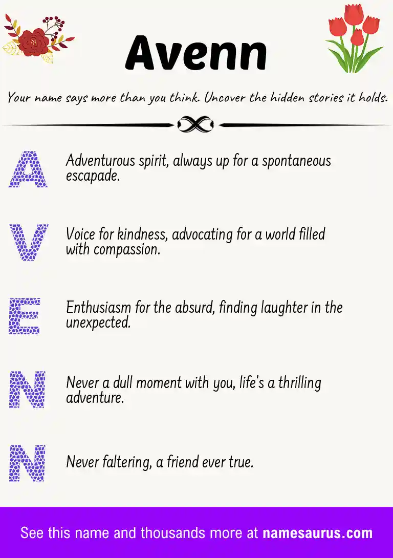 Acrostic poem about Avenn.