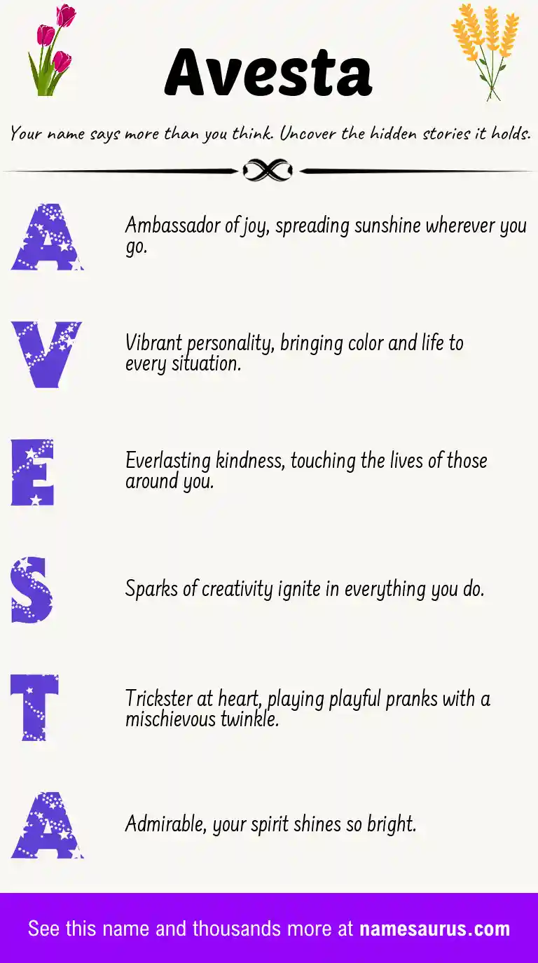 Acrostic poem about Avesta.