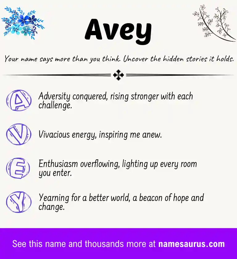 Acrostic poem about Avey.