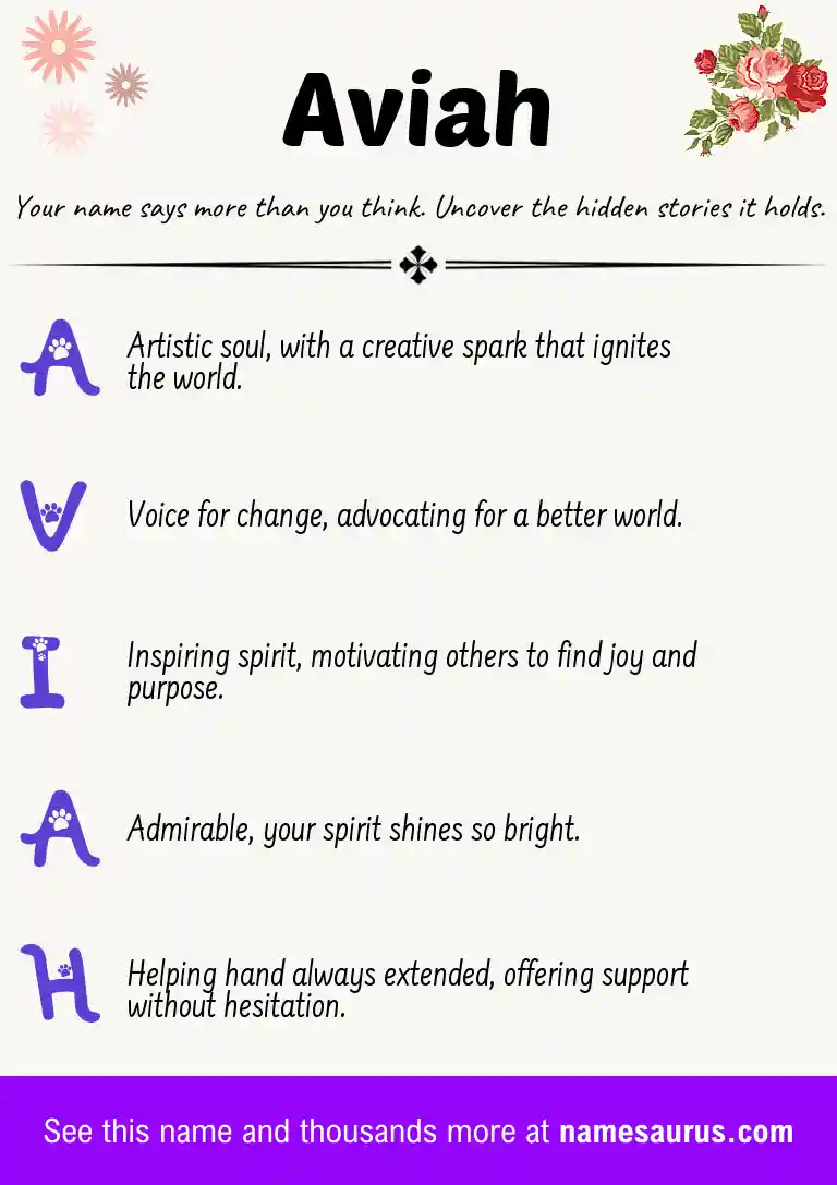 Acrostic poem about Aviah.