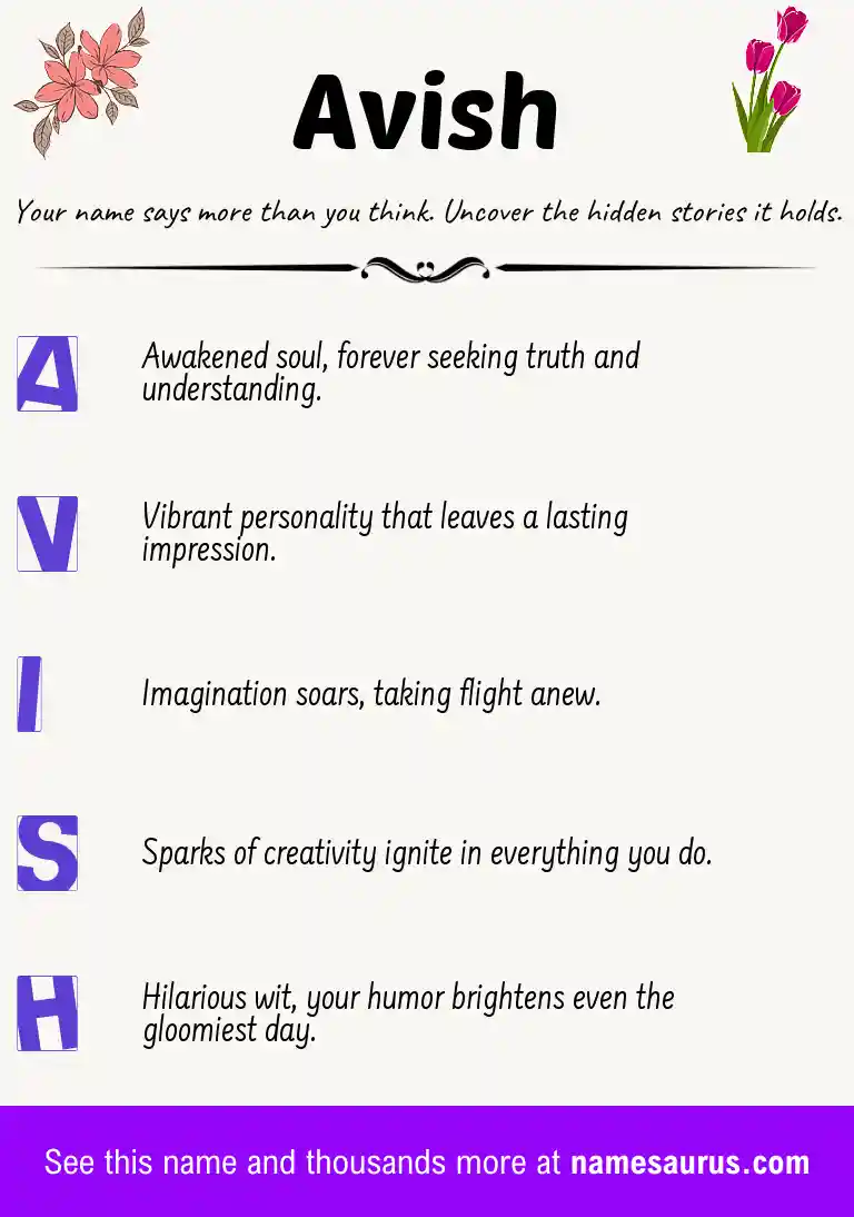 Acrostic poem about Avish.
