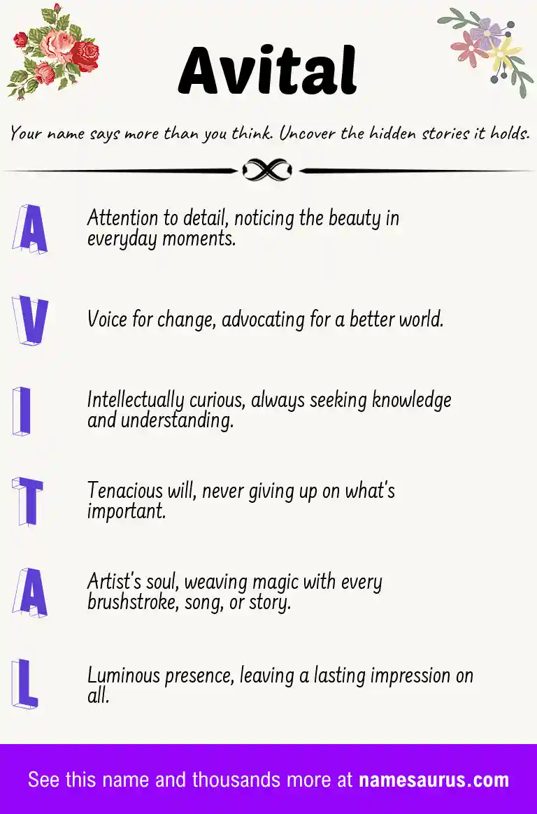 Acrostic poem about Avital.