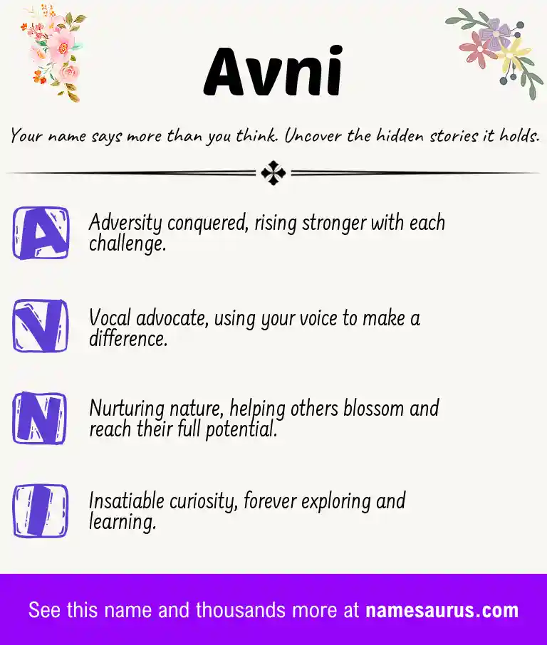 Acrostic poem about Avni.