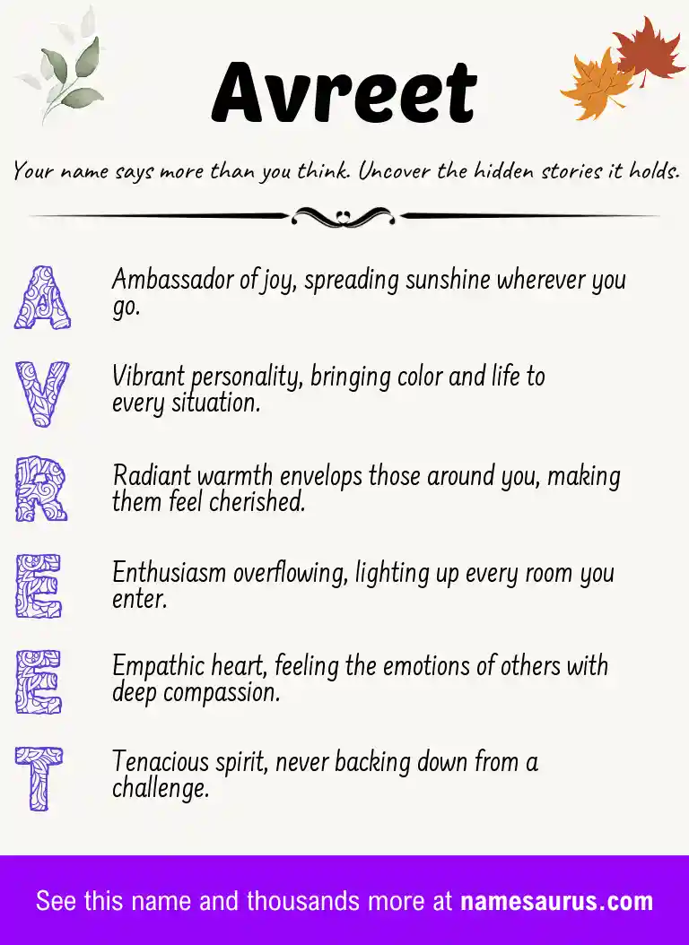 Acrostic poem about Avreet.