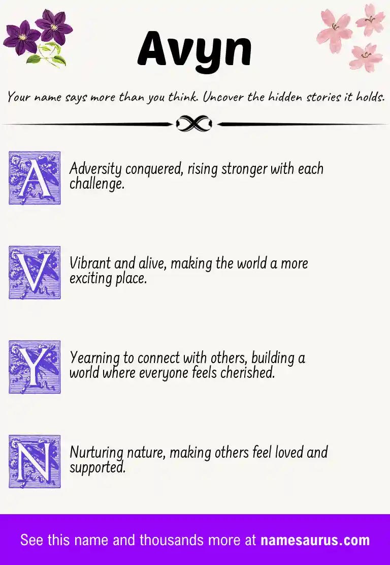 Acrostic poem about Avyn.