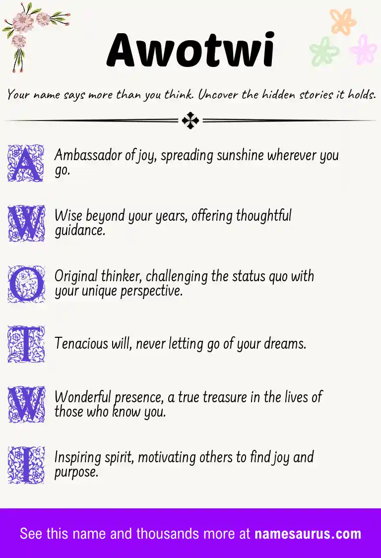 Acrostic poem about Awotwi.